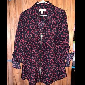 Michael Kors red flower blouse